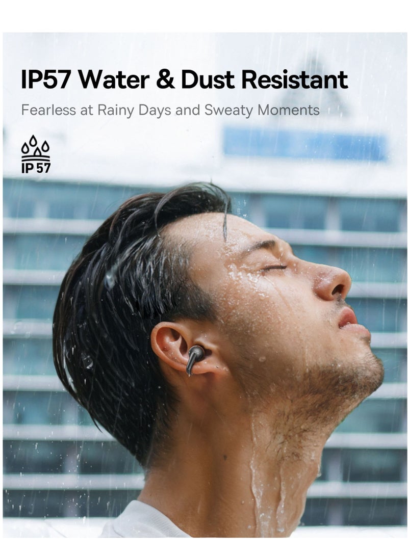 Baseus Open Ear Clip-On Wireless Earbuds With Bluetooth 5.4, Adaptive Comfort Fit And Secure Anti-Drop Design, Deep Bass With Adaptive Bass Boost, Clear Calls With AI Noise Cancelling Mic, IP57 Waterproof, 40H Long Battery Life, Lightweight For Sports, Running, Workout - Bowie MC1 OL- Black  - Image 5