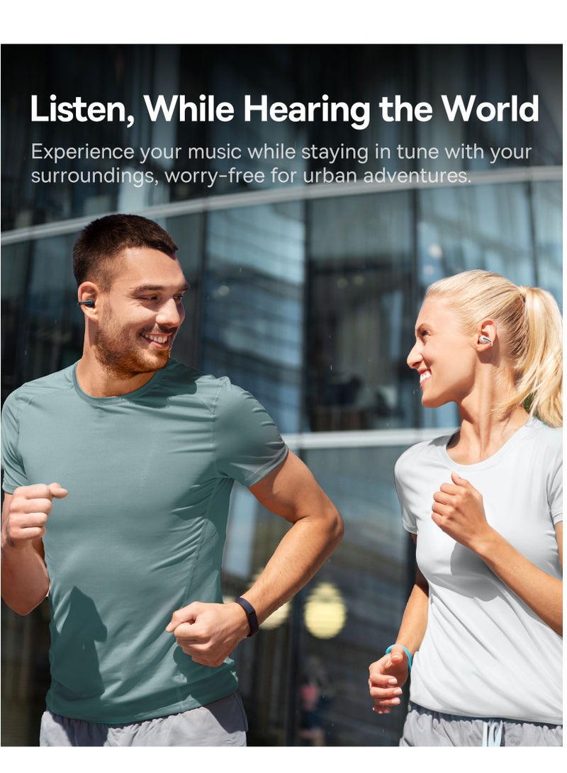 Baseus Open Ear Clip-On Wireless Earbuds With Bluetooth 5.4, Adaptive Comfort Fit And Secure Anti-Drop Design, Deep Bass With Adaptive Bass Boost, Clear Calls With AI Noise Cancelling Mic, IP57 Waterproof, 40H Long Battery Life, Lightweight For Sports, Running, Workout - Bowie MC1 OL- White  - Image 4