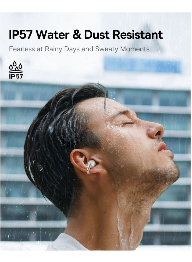 Baseus Open Ear Clip-On Wireless Earbuds With Bluetooth 5.4, Adaptive Comfort Fit And Secure Anti-Drop Design, Deep Bass With Adaptive Bass Boost, Clear Calls With AI Noise Cancelling Mic, IP57 Waterproof, 40H Long Battery Life, Lightweight For Sports, Running, Workout - Bowie MC1 OL- White  - Image 5