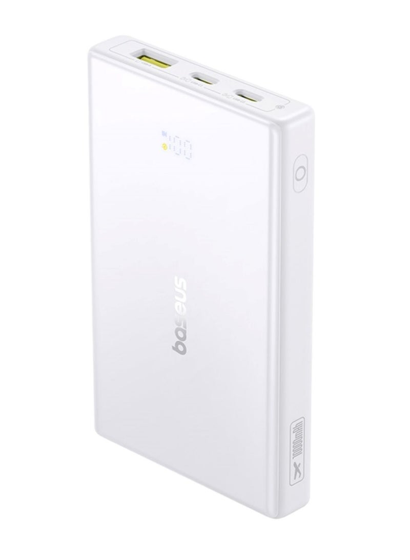 Baseus 10000 mAh Ultra Slim USB-C Power Bank With LED Display, 20W PD 3.0 And QC 4.0 Fast Charging, 3 Outputs Portable Charger Battery Pack For iPhone 16 Pro Max, 15/14/13, Samsung Galaxy S25/S24/S23, iPad, AirPods, Google Pixel 9, Android Phones, Tablets And More – Airline Approved - 10000mAh - White  - Image 1
