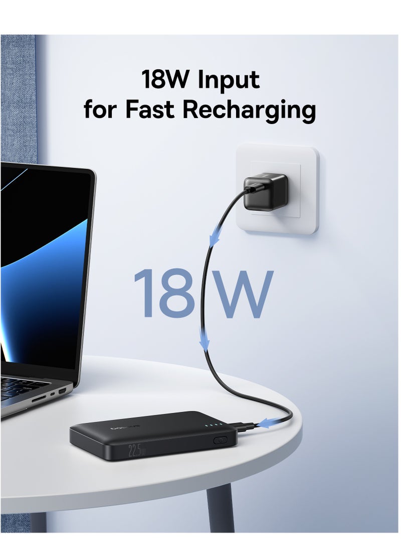 Baseus 10000 mAh Portable Slim Power Bank – 22.5W USB-C PD Fast Charging With LED Light Indicator, Dual USB-C And USB-A Outputs, Lightweight And Airline-Approved, Compatible With iPhone, Samsung, Xiaomi, Realme, Huawei, iPad, Pixel And More – QC/PD Protocols, Compact Travel Battery Backup - 10000mAh Power Bank- Black  - Image 5
