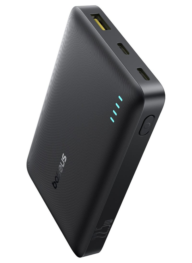 Baseus 10000 mAh Portable Slim Power Bank – 22.5W USB-C PD Fast Charging With LED Light Indicator, Dual USB-C And USB-A Outputs, Lightweight And Airline-Approved, Compatible With iPhone, Samsung, Xiaomi, Realme, Huawei, iPad, Pixel And More – QC/PD Protocols, Compact Travel Battery Backup - 10000mAh Power Bank- Black - Image 1