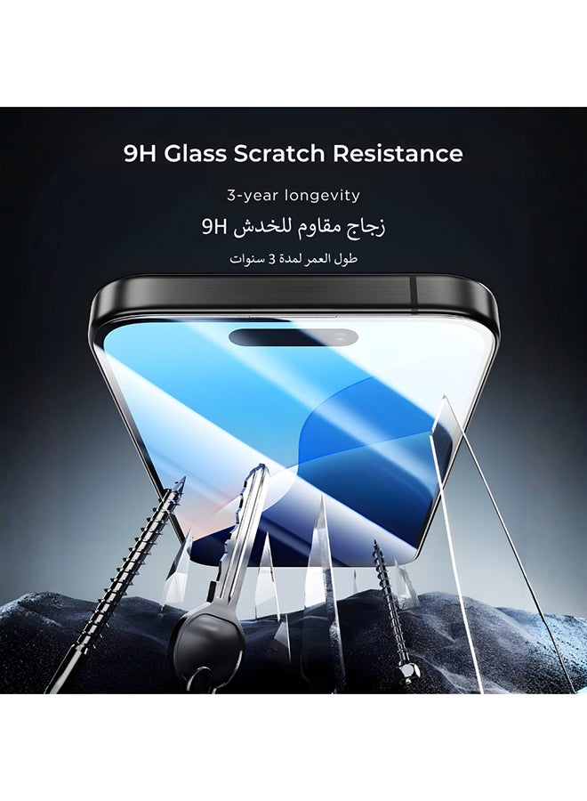 ESR 1 Pack 9H+ Glass for iPhone 16 Pro Max Screen Protector, Armorite Ultra-Tough Tempered Glass with UltraFit Tray Clear - Image 3
