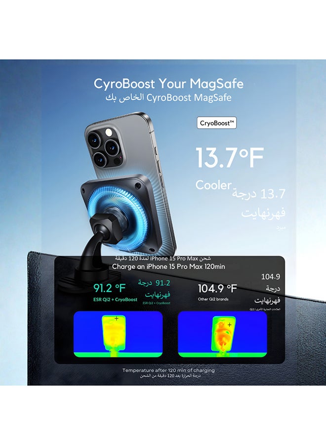 ESR for 15W MagSafe Car Mount Charger with CryoBoost, Phone Cooling MagSafe Car Charger, Air Vent/Dashboard Wireless Charging for iPhone 17/16/15/14/13/12, S25 Series, Pixel 10, Fast Charger Black - Image 4