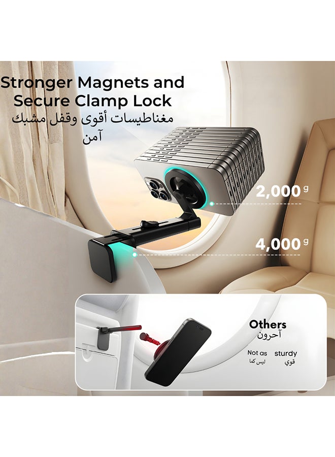 ESR for MagSafe Airplane Phone Holder, Airplane Travel Essentials, Portable Travel Phone Holder, Magnetic Plane Phone Mount with Metal Ring for iPhone 17 16 16e 15 14 13 12, Samsung, Android, Google Black - Image 4