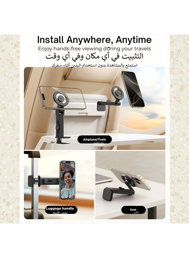 ESR for MagSafe Airplane Phone Holder, Airplane Travel Essentials, Portable Travel Phone Holder, Magnetic Plane Phone Mount with Metal Ring for iPhone 17 16 16e 15 14 13 12, Samsung, Android, Google Black - Image 5