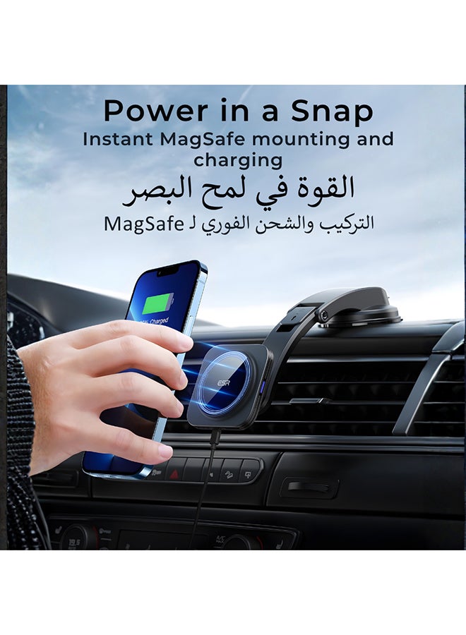 ESR for 15W MagSafe Car Mount Charger, for MagSafe Car Charger, Suction Cup Magnetic Wireless Car Charging, Dashboard Car Phone Mount for iPhone 17/16/15/14/13/12, S25, Pixel 10, Fast Charging Black - Image 3
