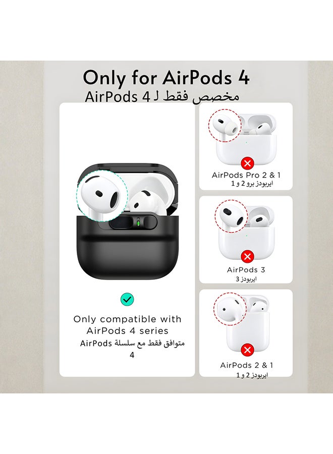 اي اس ار ESR غطاء حماية لـ AirPods 4 (2024) (USB-C)، متوافق مع MagSafe، قفل غطاء مغناطيسي، حماية من السقوط مع حبل تعليق، أسود - Image 2