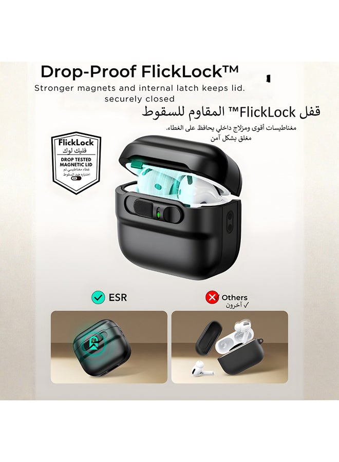 اي اس ار ESR غطاء حماية لـ AirPods 4 (2024) (USB-C)، متوافق مع MagSafe، قفل غطاء مغناطيسي، حماية من السقوط مع حبل تعليق، أسود - Image 3