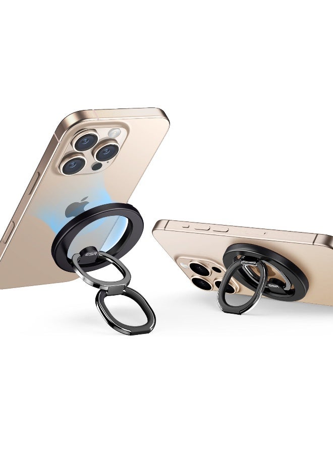 ESR for MagSafe Phone Grip, MagSafe Ring Holder, Magnetic Phone Ring Holder, Magnetic Phone Grip with 2-Way Stand for iPhone 17/16/15/14/13/12, Samsung, Google, All Smartphones(2 Metal Rings included) black