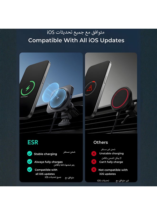 ESR for MagSafe Car Mount Charger,15W Magnetic Wireless Car Charger, for MagSafe Car Charging, Air Vent Dashboard Phone Holder Mount for iPhone Air 17 Pro Max 16 15 14 13 12, Galaxy S25, Fast Charging Black - Image 4
