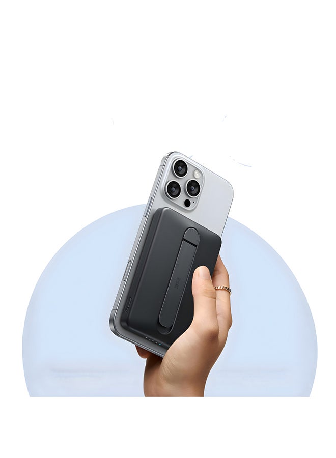 ESR 5000 mAh for MagSafe Power Bank, Kickstand 5,000mAh MagSafe Portable Charger 0.6 in, Qi2 Certified 15W Ultra-Fast Battery Pack, 20W USB-C MagSlim Charger with Cable for iPhone 17/16/15/14/13/12, Black Black - Image 1