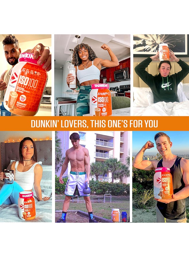 Dymatize x Dunkin' Cappuccino ISO100 Whey Protein Powder, 95mg Caffeine, 25g of Protein, 20 Servings, 5.5g BCAAs, 120 Cal., Gluten Free, 1g Fat, 1g Sugar, 2g Carb - Image 4