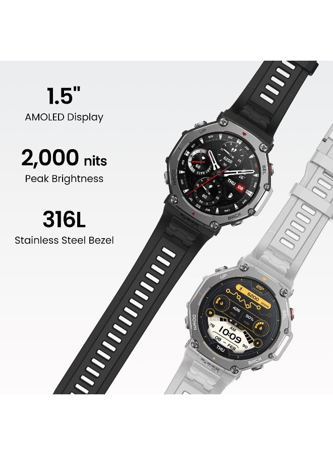 Amazfit T-Rex 3 Rugged Military Smart Watch 48Mm, Gps (With Privacy), Offline Maps, Long Battery Life,328 Feet Water-Resistant, 170 Fitness/Sport Modes, Ai, Voice Control, For Android Or Iphone, Gray grey  - Image 3
