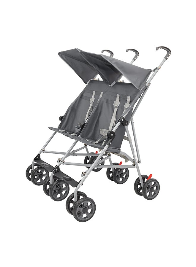 Moon Jet Plus  Twin Buggy Lightweight Travel strollers -Umbrella Fold- up to 30Kg, 6m+ - Dark Grey  - Image 1