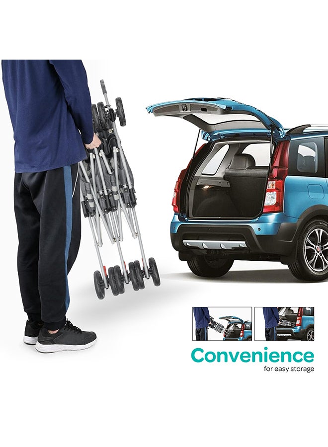 Moon Jet Plus  Twin Buggy Lightweight Travel strollers -Umbrella Fold- up to 30Kg, 6m+ - Dark Grey  - Image 5