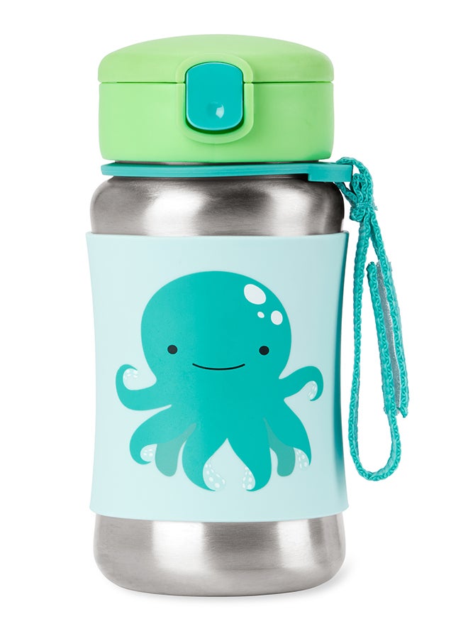 Skip Hop Zoo Stainless Steel Straw Bottle Octopus - Insulated, Cool Water Bottle for Kids - Image 1