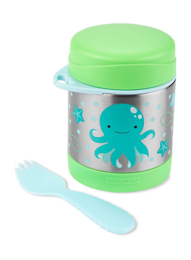 Skip Hop Zoo Food Jar - Octopus Stainless Steel Container for Warm & Cold Meals, 325ml With Matching Spork Age 3+ - Image 2