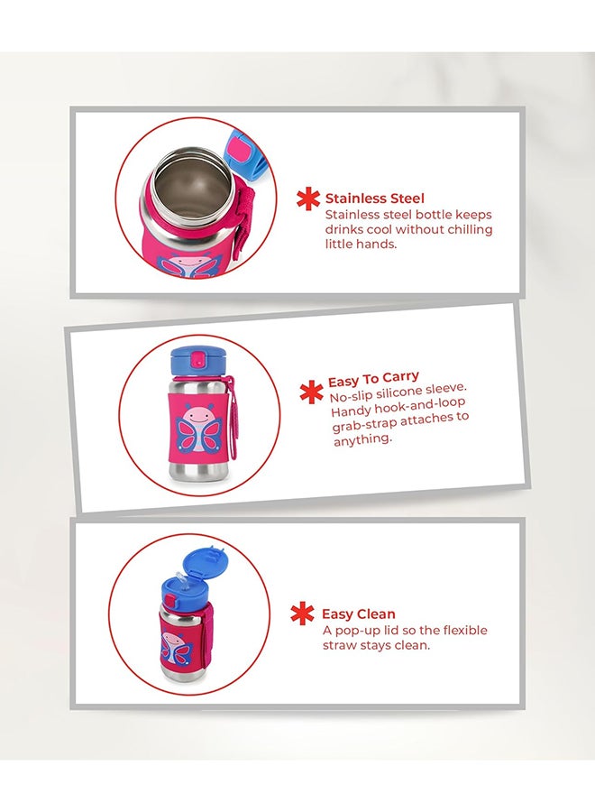 Skip Hop Zoo Stainless Steel Straw Bottle Hedgehog - Insulated, Kids Water Bottle with Flexible Straw - Image 3