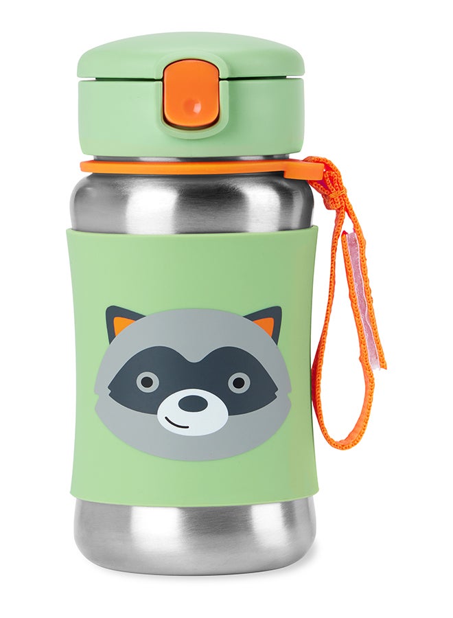 Skip Hop Zoo Stainless Steel Straw Bottle Raccoon - Insulated Water Bottle for Kids  - Image 1