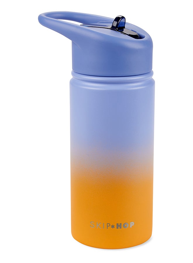 Skip Hop Wander Stainless Steel Straw Bottle - Outer Space Theme, Keeps Drinks Cold for 12 Hours - Image 1