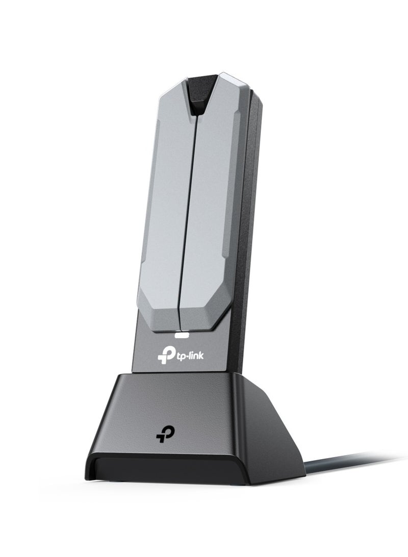 TP-LINK Archer TBE400UH BE6500 Wi-Fi 7 High Gain Wireless Tri-Band USB Adapter|6 GHz Band, 160 MHz Channel | Multi-Link Operation | USB 3.0 Transfer Speeds | Range Booster High Gain Antennas + Beamforming Grey  - Image 1