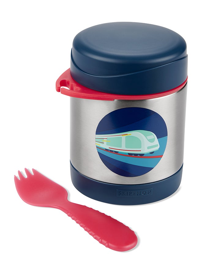 Skip Hop Spark Style Food Jar - Train | Stainless Steel Container for Warm & Cold Meals | 325mL | With Matching Spork | Age 3+ - Image 2