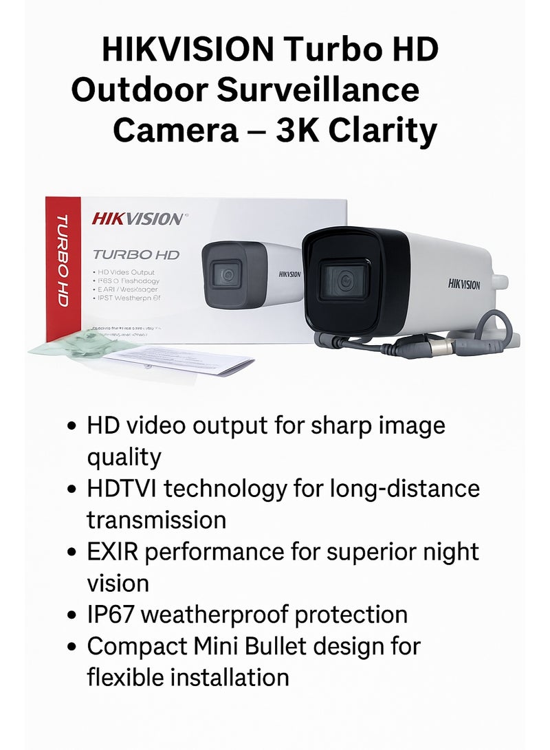 هيك فيجن 5MP Resolution Turbo HD Analog Bullet Camera IR IP67 Rated (Outdoor/Indoor Use) Bullet Camera with 2.8mm Fixed Lens IR 40m  - Image 2