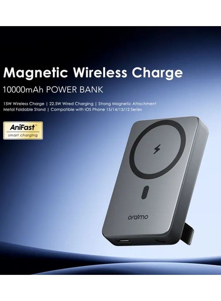 Oraimo 10000 mAh Power Bank MagPower 15 Wireless Charging 15W - Black - Image 2