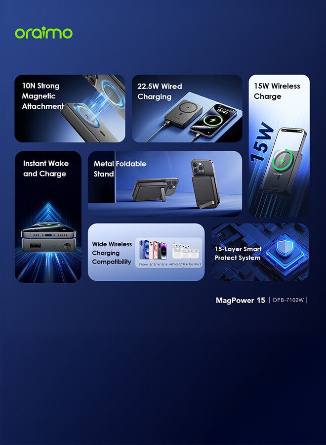 أورايمو بنك الطاقة MagPower 15 شحن لاسلكي 15 واط - - Image 3