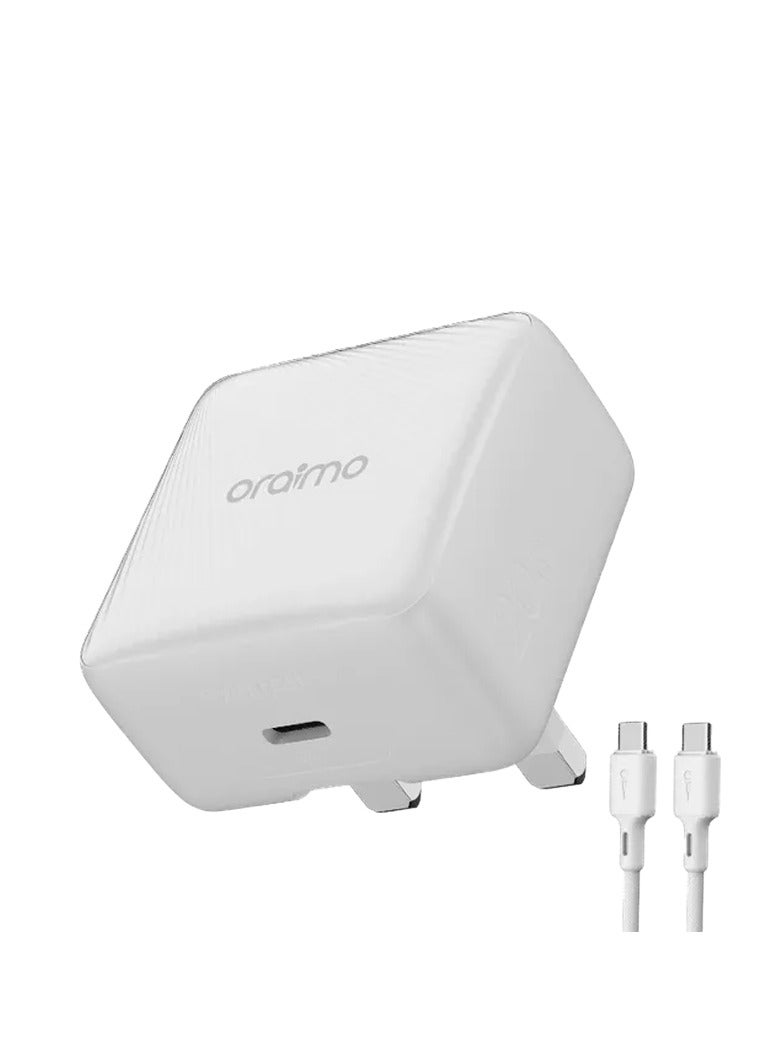 Oraimo Wall Charger PowerCube 20 Chic USB-C Port 20W With USB-C Cable - White - Image 1
