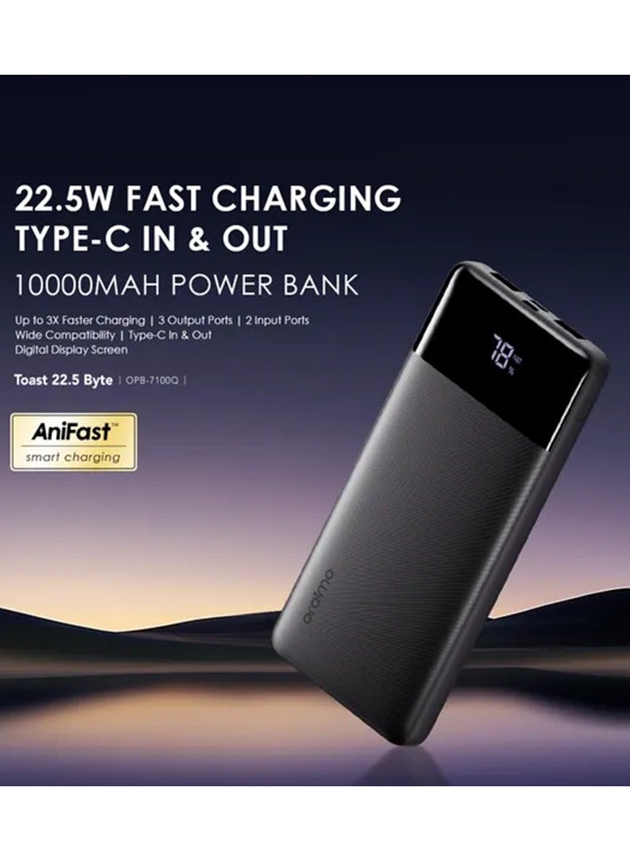 Oraimo 10000 mAh Power Bank Toast Byte USB-C And 2-USB Ports 22.5W - Black - Image 3