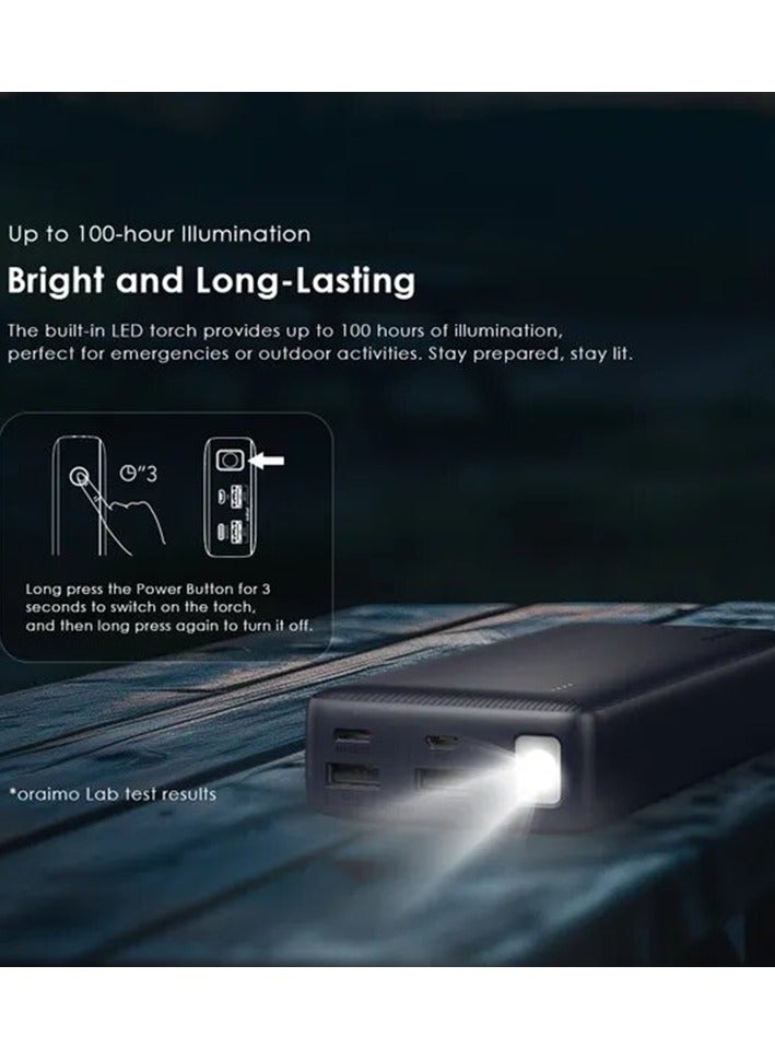 أورايمو 20000 mAh Power Bank Traveler 15 USB-C And 2-USB Ports 15W - Black - Image 3
