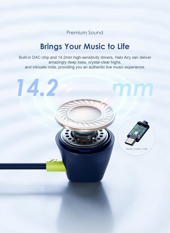 OEP-650 USB-C Wired In-Ear Headphones and Earbuds with Mic and Inline Remote For Hands-Free Calls Noise Cancelling Headset for iPhone Type C, iPad, Samsung Type C - Blue Blue - view 3