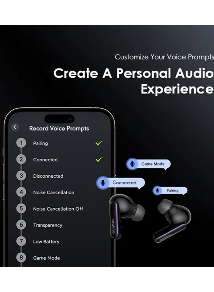 أورايمو Earbuds SpaceBuds Hybrid ANC True Wireless Customized Voice Prompt - Space Grey - Image 5