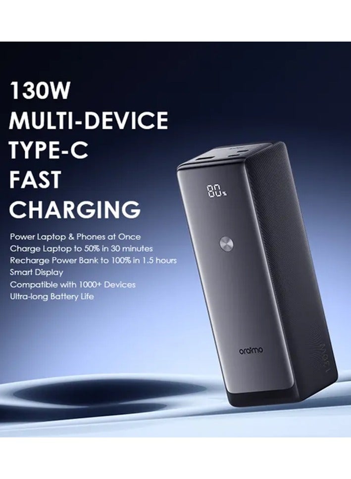 Oraimo 27600 mAh Power Bank PowerJet 130 2-USB-C and USB Ports 130W - Black - Image 3