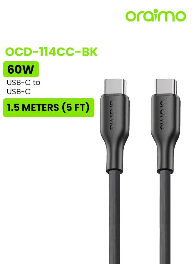 RobustLine 60W Type-C to Type-C Cable | 3A, 1.5M - Black