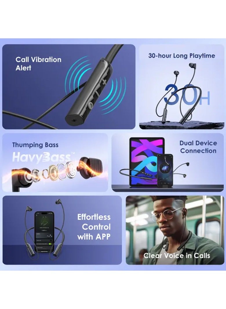 أورايمو Earbuds Necklace Lite Call Vibration Wireless Headphones - Black - Image 2