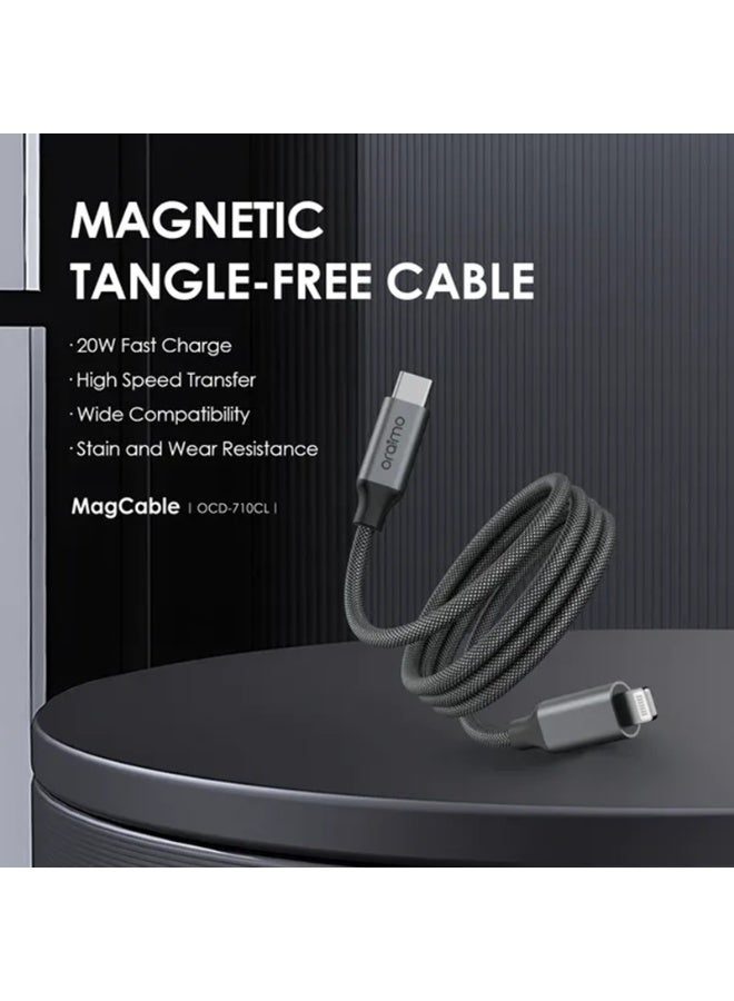 Oraimo Cable MagCable USB-C To Lightning 1m 20W - Black - Image 2