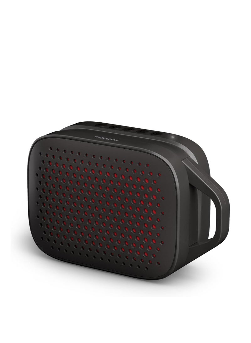 Philips TAS1209 Portable Bluetooth Speaker,Passive Radiator, 12H Battery,TWS Pairing,Support Stereo Sound,Bluetooth 5.3, IPX4 Waterproof, Wireless Speakers with Extra Bass, Quality Sound,Hands-Free Calling for Indoor & Outdoor, Small Black - Image 1