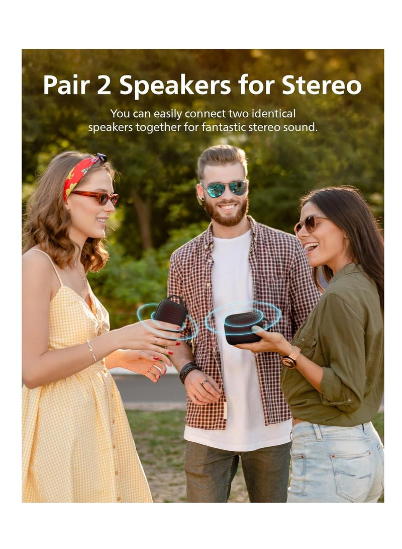 Philips TAS1209 Portable Bluetooth Speaker,Passive Radiator, 12H Battery,TWS Pairing,Support Stereo Sound,Bluetooth 5.3, IPX4 Waterproof, Wireless Speakers with Extra Bass, Quality Sound,Hands-Free Calling for Indoor & Outdoor, Small Black - Image 3