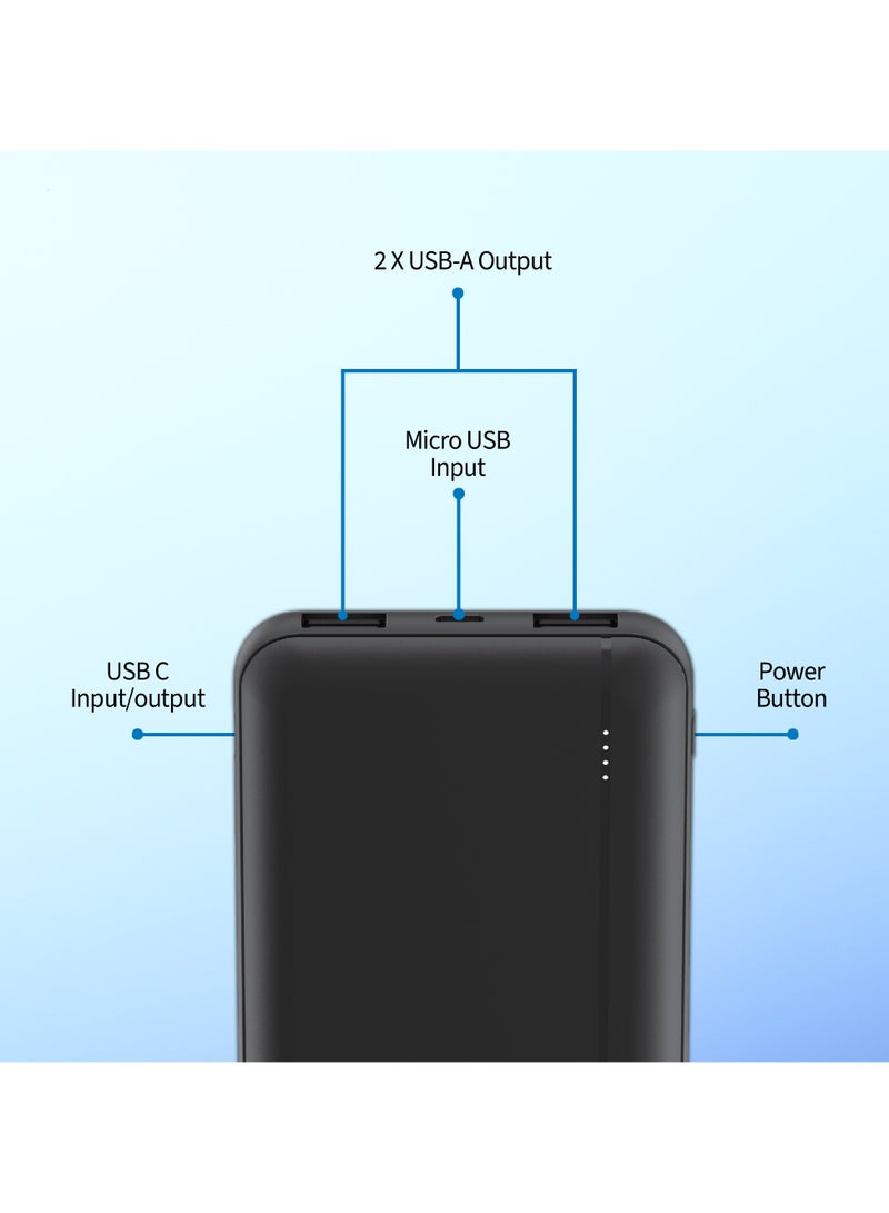 فيليبس Battery Compact And Portable Power Bank, 20W, USB-A And USB-C Ports With LED Power Indicator - Black - Image 4