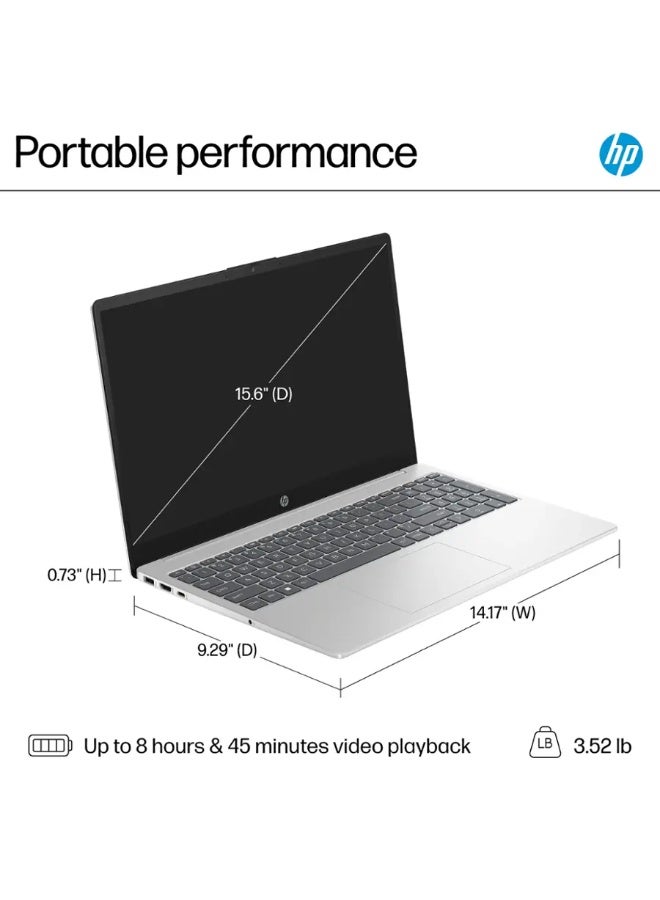 HP 15-fd005dx Laptop With 15.6-Inch HD Touchscreen Display, Core i5-1235U Processor/8GB RAM/512GB SSD/Intel Iris XE Graphics/Windows 11 Home English Natural Silver  - Image 3