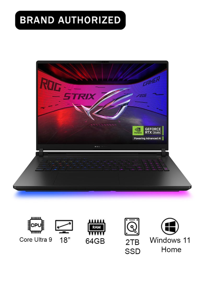 ASUS ROG Strix SCAR 18 Gaming (2025) Laptop 2nd Series 18-Inch 2K Display, Core Ultra 9-275HX Processor/64GB RAM/2TB SSD/12GB NVIDIA GeForce RTX 5070 Ti Graphics/Windows 11 Home English Off Black - Image 1