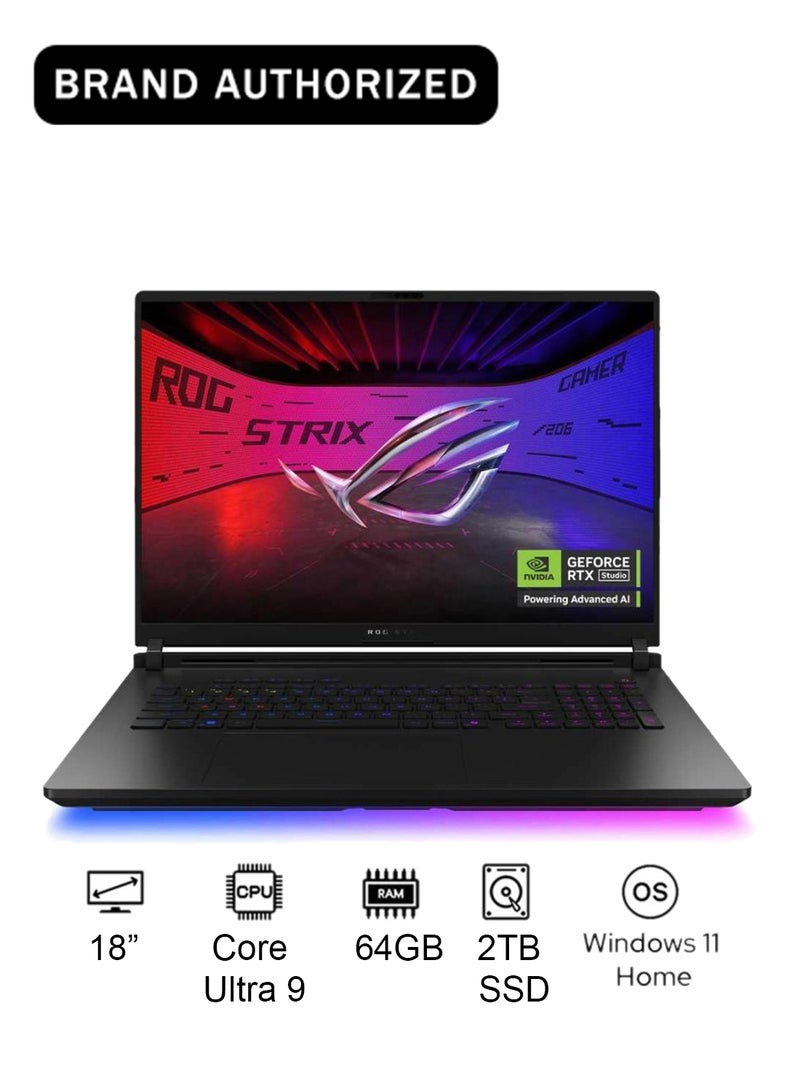 ASUS ROG Strix SCAR 18 Gaming (2025) Laptop 2nd Series 18-Inch 2K Display, Core Ultra 9-275HX Processor/64GB RAM/2TB SSD/12GB NVIDIA GeForce RTX 5070 Ti Graphics/Windows 11 Home English Off Black - Image 1