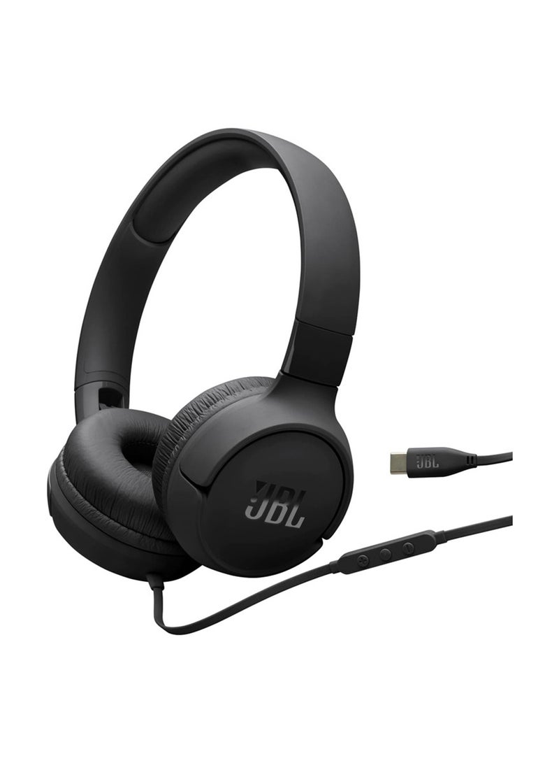JBL Tune 520C USB-C Wired Headphones – Hi-Res Audio, Pure Bass, 3-Button Remote, Comfortable Fit Black  - Image 2