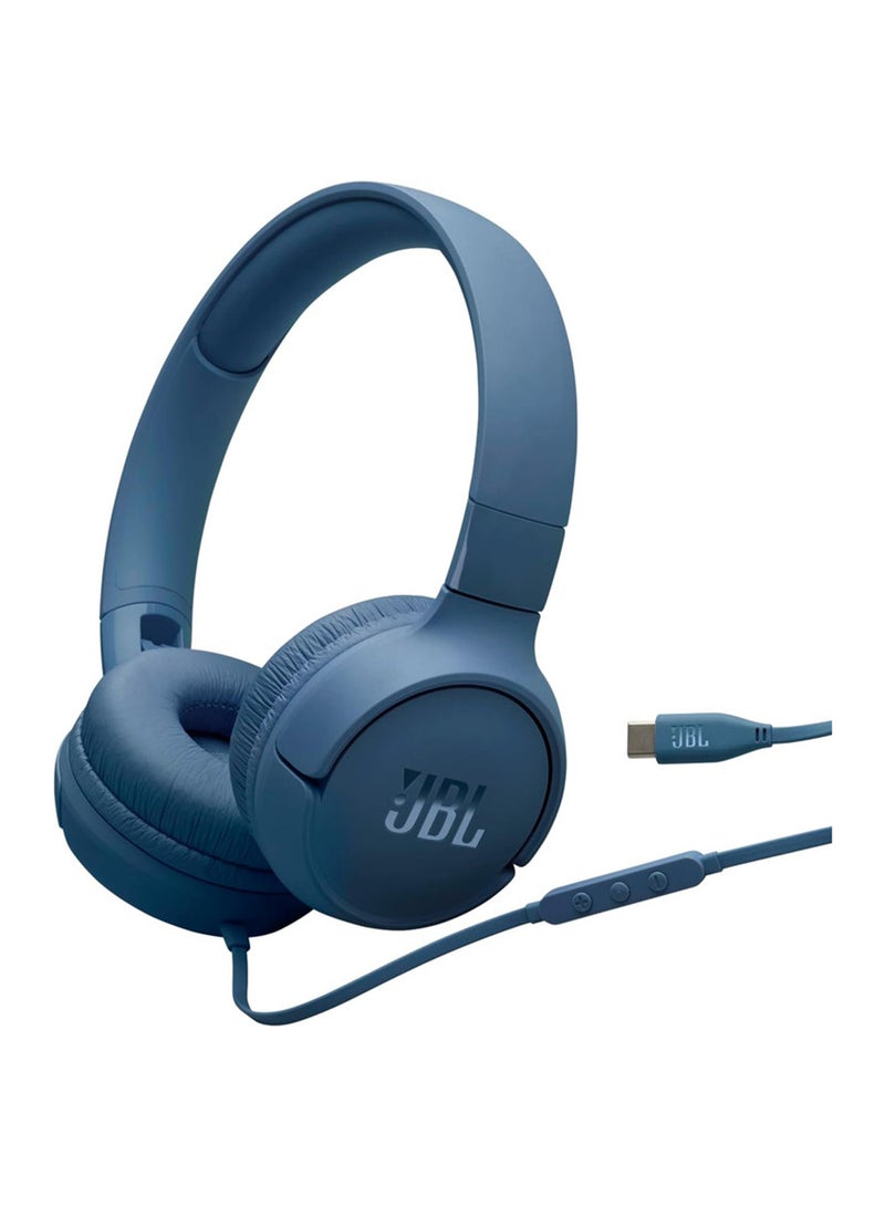 JBL Tune 520C USB-C Wired Headphones – Hi-Res Audio, Pure Bass, 3-Button Remote, Comfortable Fit Blue  - Image 4