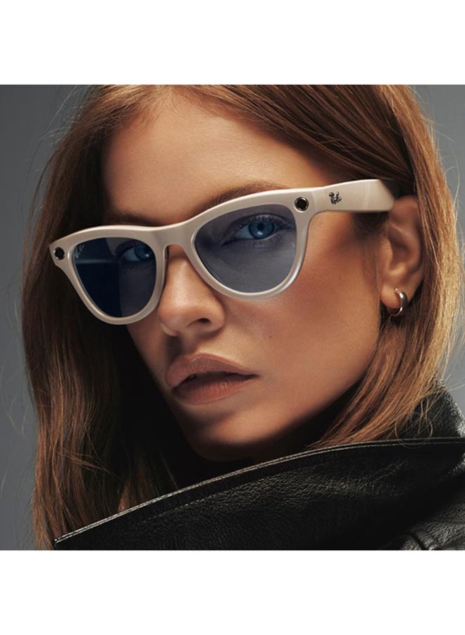Meta Ray-Ban Meta Skyler glasses with Meta Ai, Audio, Photo, Video Compatibility 6700MF52 - Clear to Sapphire Transition Lenses - F Shiny Chalky Gray RW4010 grey  - Image 3