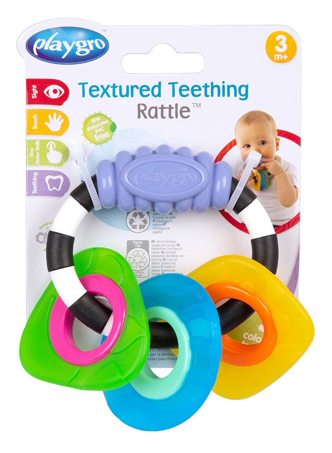 playgro Textured Teething Rattle - Refresh – Engaging Baby Toy For Development And Sensory Play, 3+ Months 6cm - Image 1