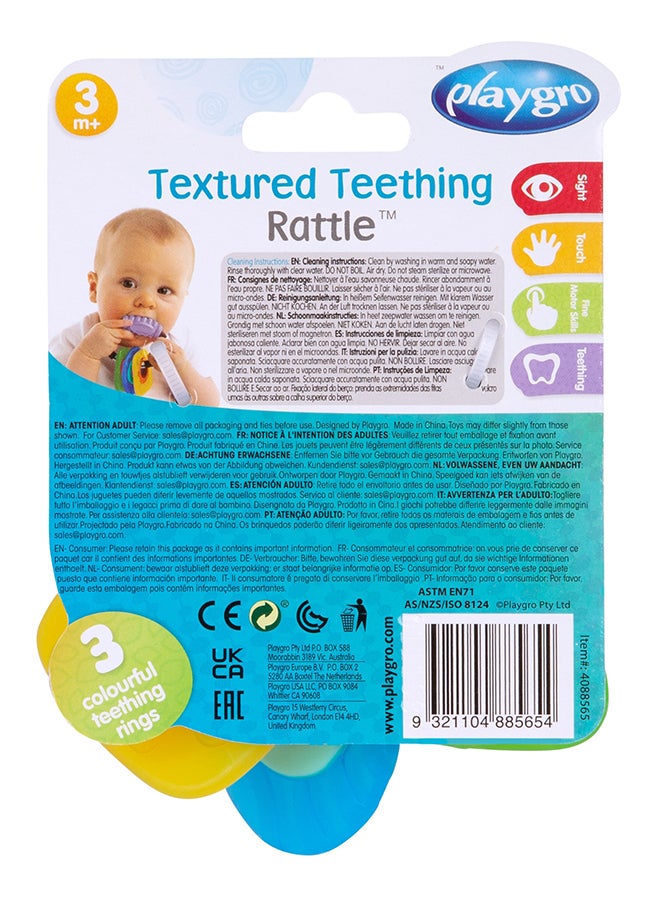 playgro Textured Teething Rattle - Refresh – Engaging Baby Toy For Development And Sensory Play, 3+ Months 6cm - Image 2